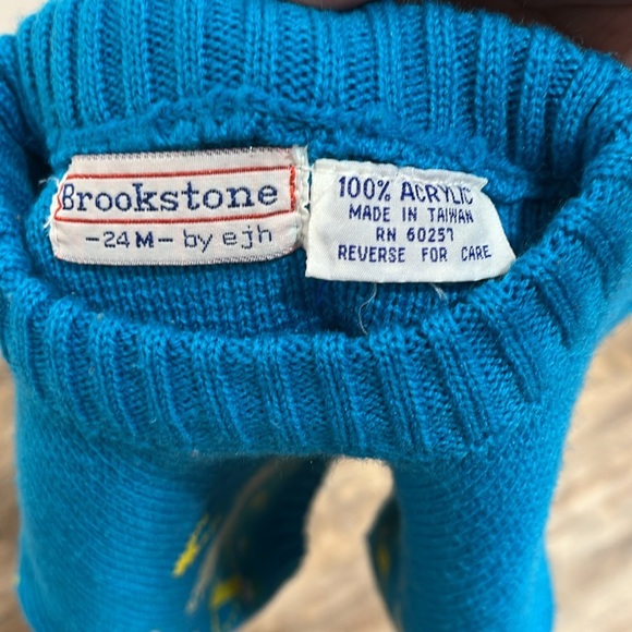 Vintage Kids Crewneck Sweater Counting Sheep Easter Teal Blue Size 24 Months - Picture 2 of 10